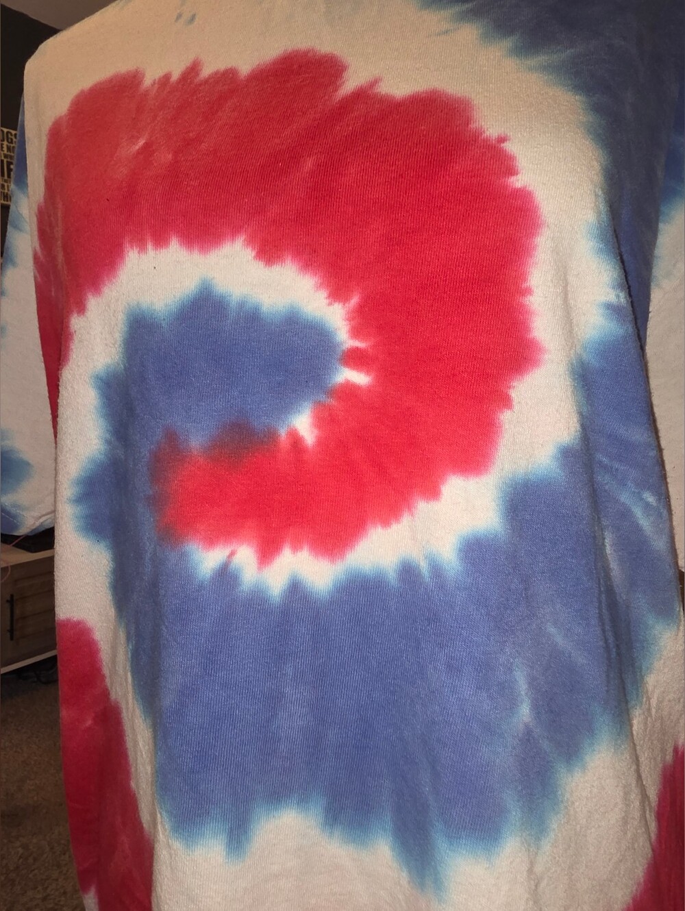 Red and Blue Tie-Dye Swirl Tee